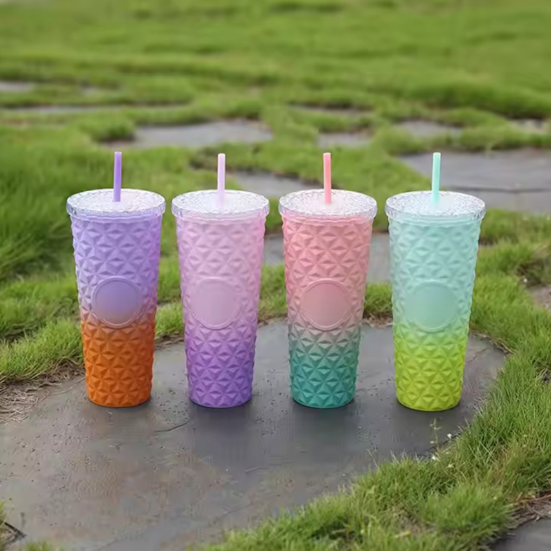 Diamond Gradient Mosaic Glass Plastic Tumbler