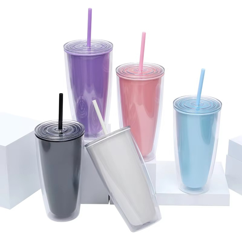 Reusable double-layer insulation Plastic tumbler