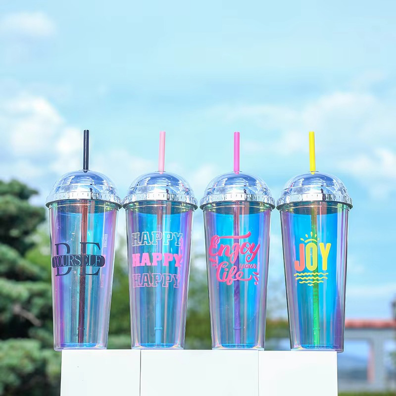 Creative Straw Dome Transparent Plastic Tumbler