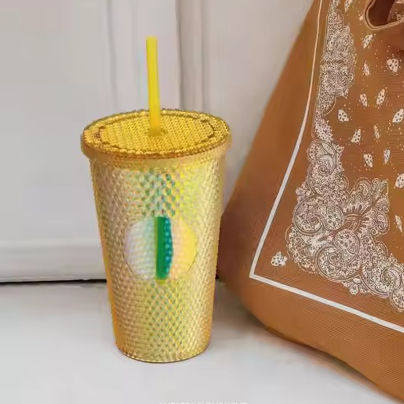 Shiny Plastic Tumbler With Lid And Straw