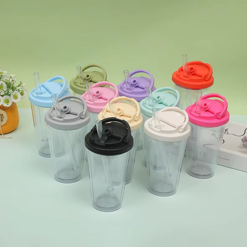 Small Handle Straw Portable Plastic Tumbler