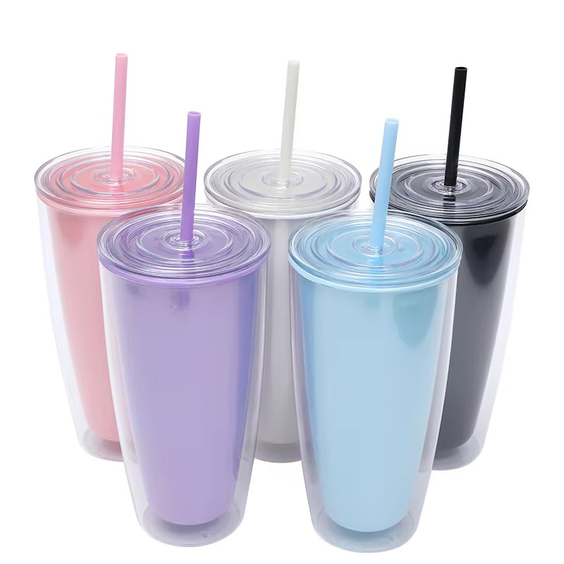 Reusable double-layer insulation Plastic tumbler