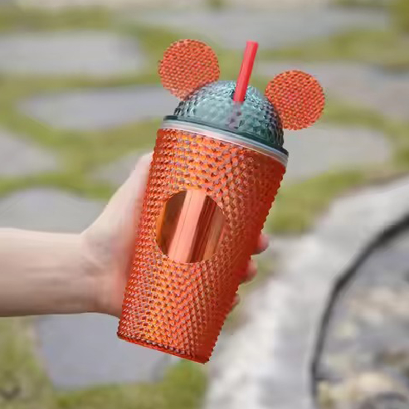 Spiked Texture Double Layer Plastic Tumbler