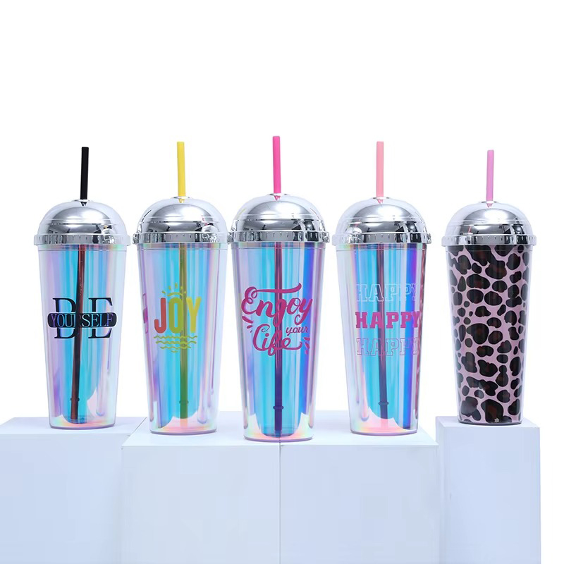 Creative straw dome transparent Plastic tumbler