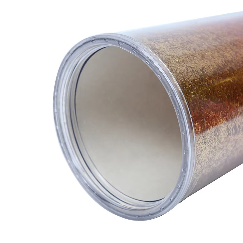 Double gradient glitter plastic tumbler