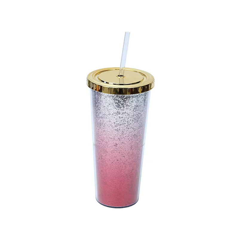 Double gradient glitter plastic tumbler