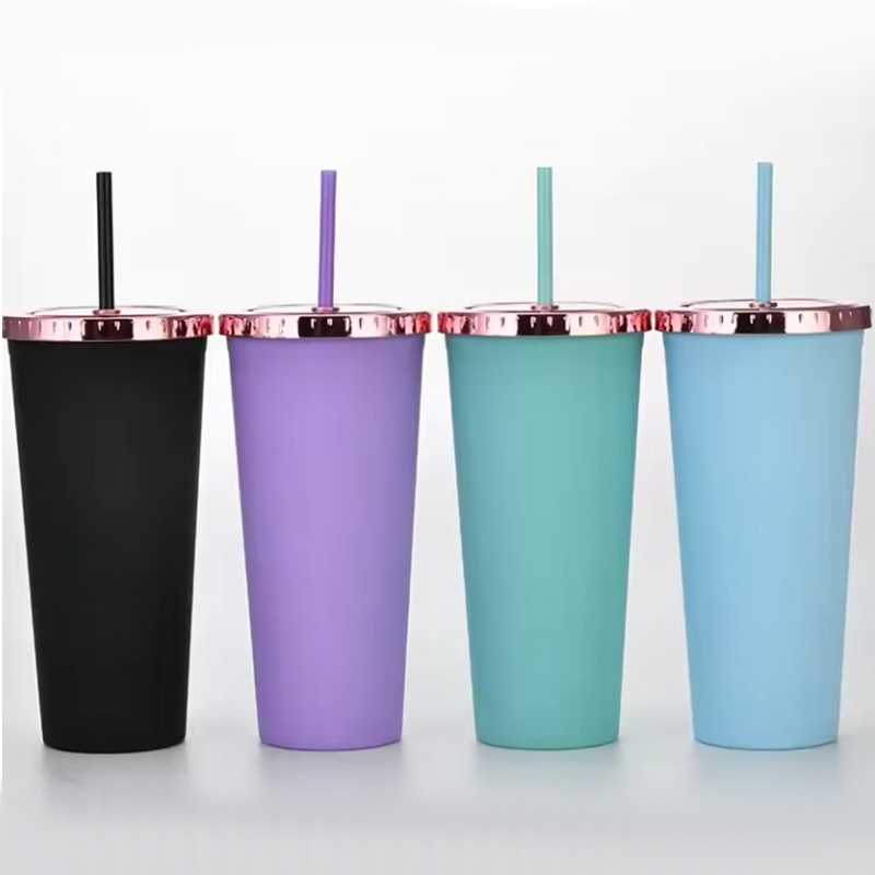 24oz Snowflake Insulated Plastic Tumbler