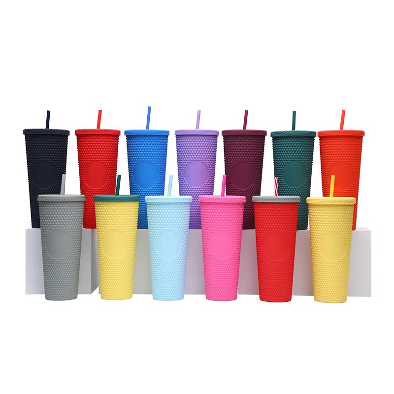 Colorful gifts plastic tumbler with straws