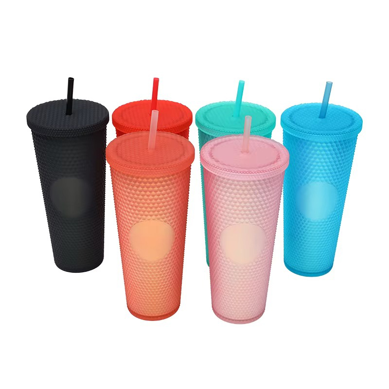 Colorful gifts plastic tumbler with straws