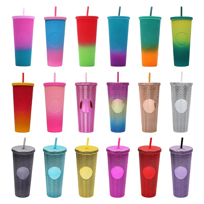 Colorful gifts plastic tumbler with straws