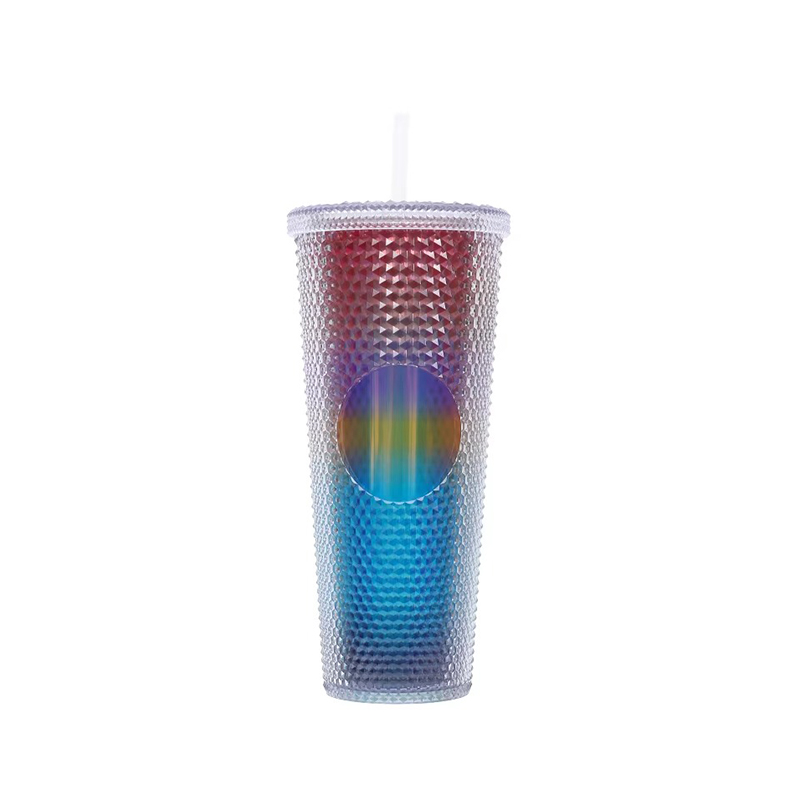 Colorful gifts plastic tumbler with straws