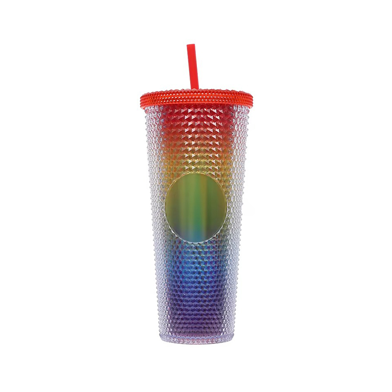 Colorful gifts plastic tumbler with straws