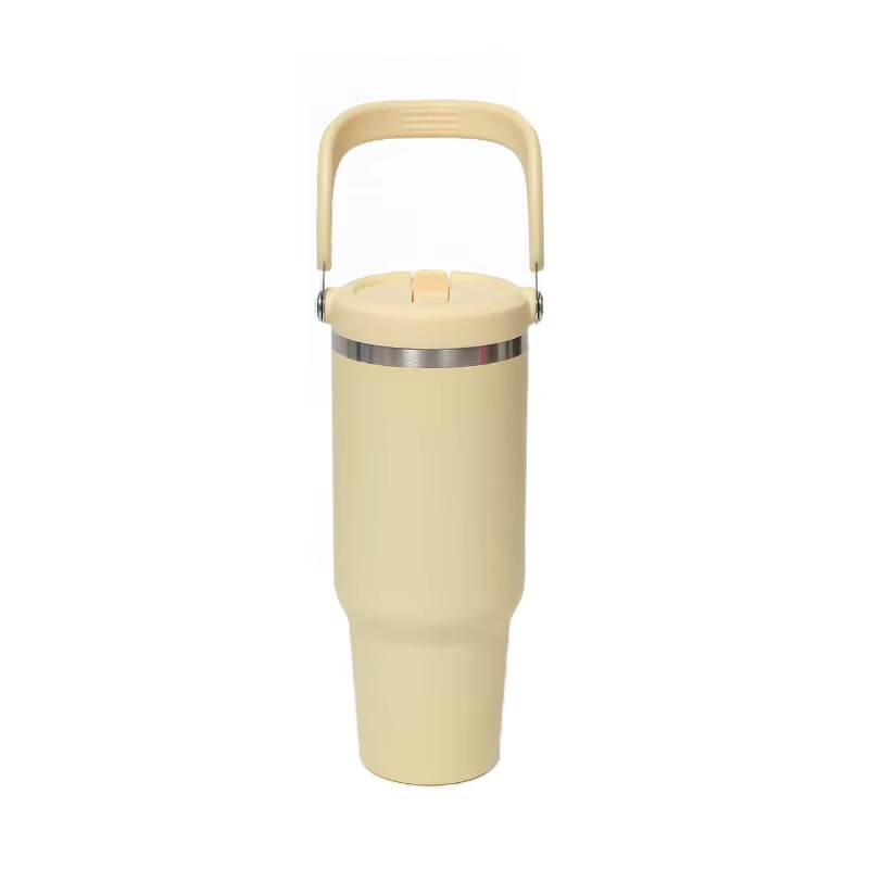 Large Capacity Stainless Steel Flip Straw Tumbler