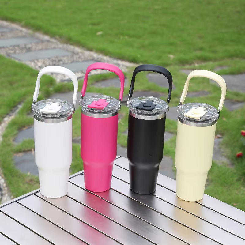 Large Capacity Stainless Steel Flip Straw Tumbler