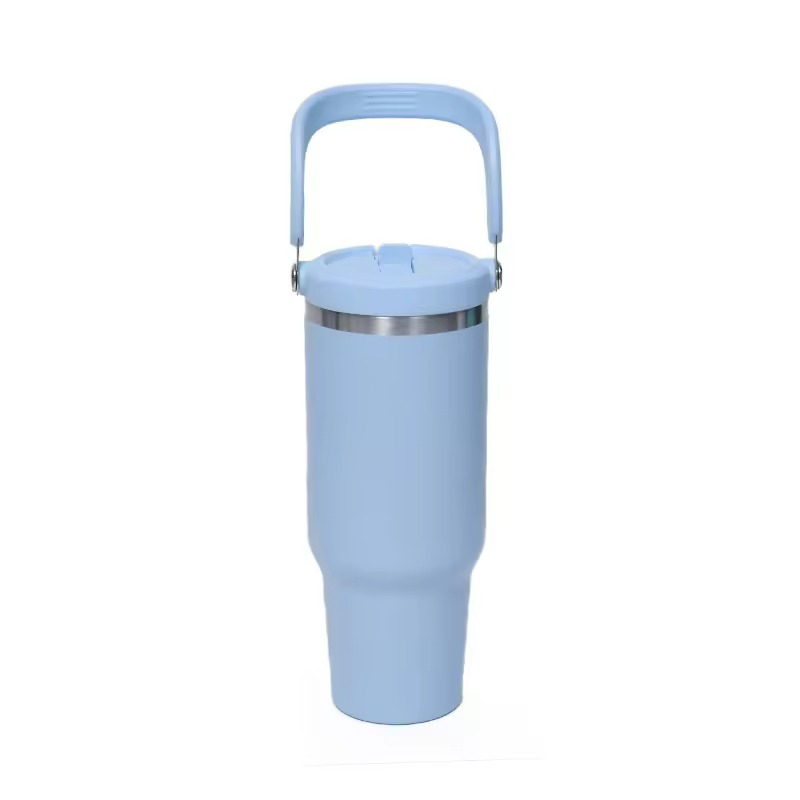 Large Capacity Stainless Steel Flip Straw Tumbler