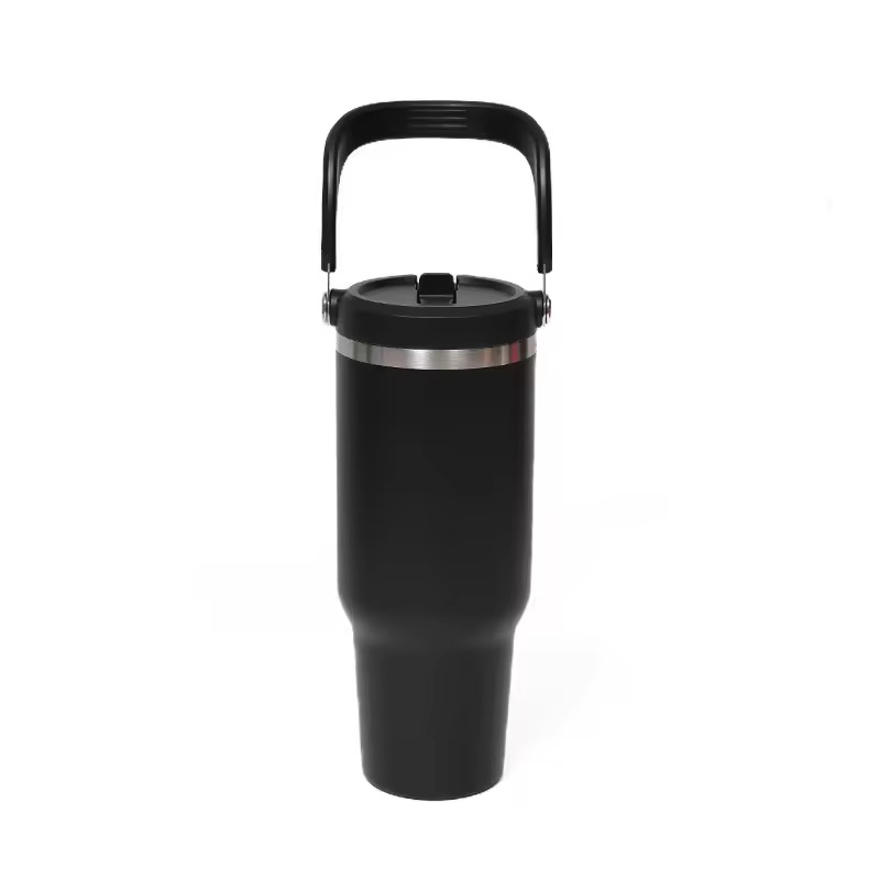 Large Capacity Stainless Steel Flip Straw Tumbler